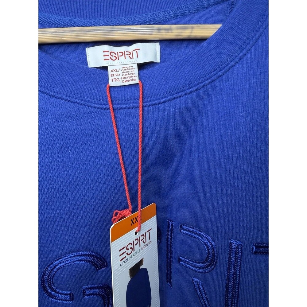 Esprit Women's Blue Vintage Sweatshirt Stencil Graphic, Size 2XL, NWT - Picture 2 of 3